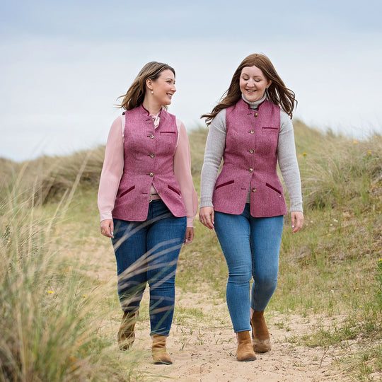 Ella and Laura, on posing in pink, with Fairfax & Favor