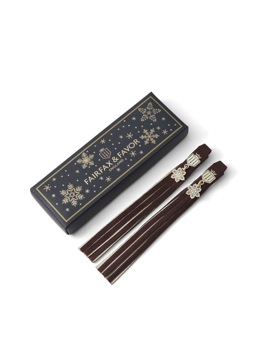 Suede Boot Tassels - Snowflake Charm Plum &amp; Gold