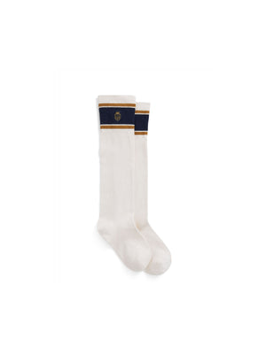 The Signature Women's Knee High Socks - White, Navy & Gold