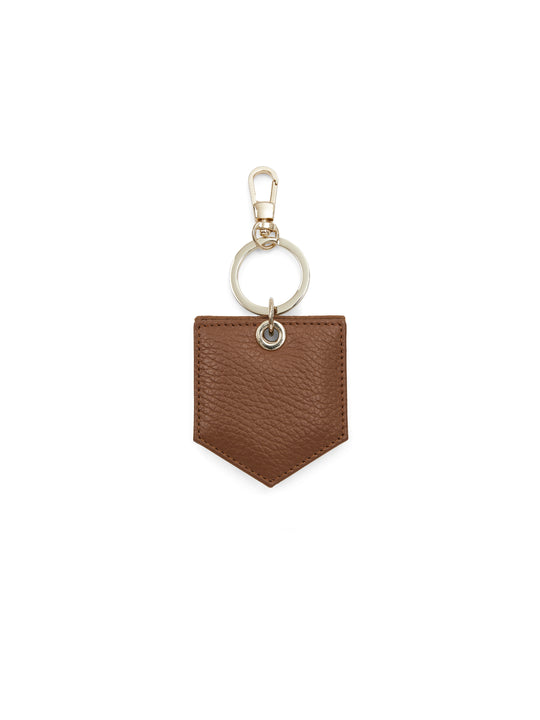 The Signature Key Ring Mirror - Pebbled Tan Leather