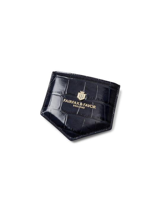 The Signature Compact Mirror - High Shine Navy Croc