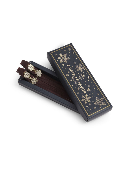 Suede Boot Tassels - Snowflake Charm Plum &amp; Gold