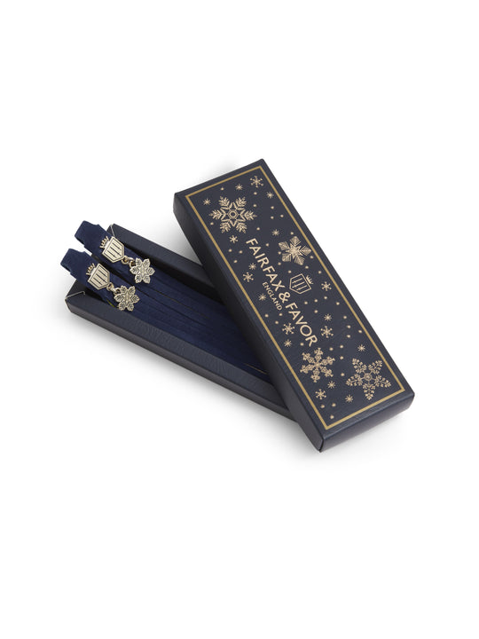 Suede Boot Tassels - Snowflake Charm Navy &amp; Gold