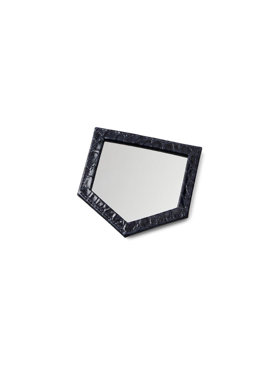 The Signature Compact Mirror - High Shine Navy Croc