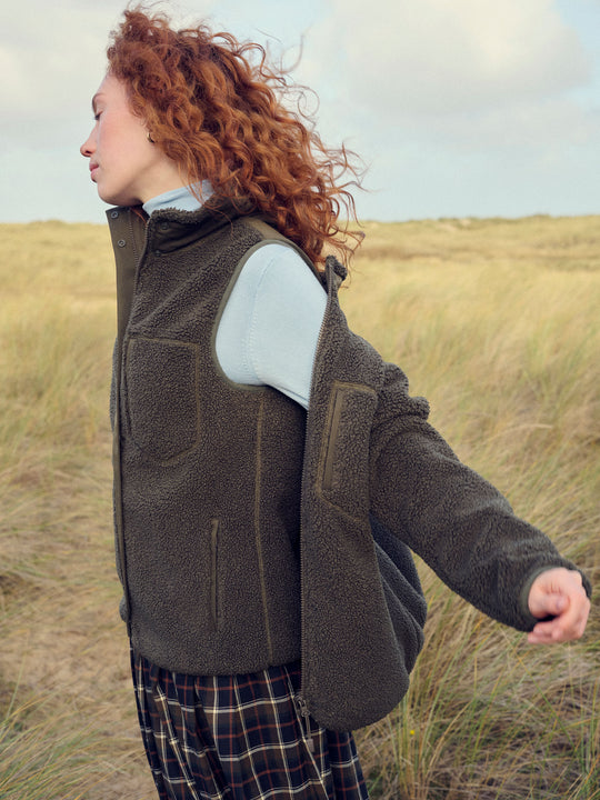 The Agnes - Women's Fleece Gilet - Khaki