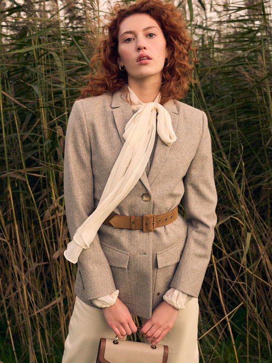 The Eloise - Women's Jacket - Almond Herringbone