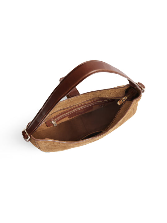 The Langham Hobo Bag - Tan Croc Print Suede