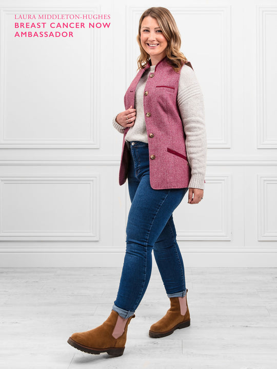 The Boudica - Women's Shearling Lined Ankle Boots - Tan & Pink