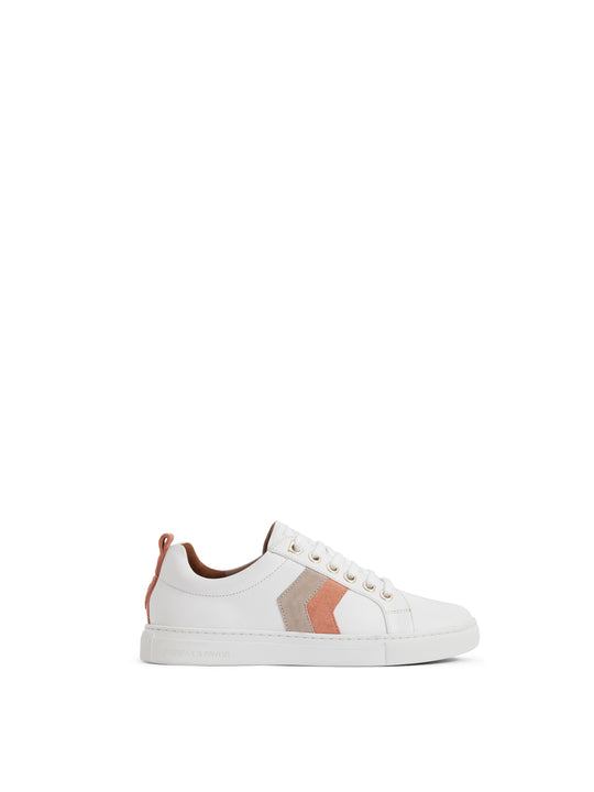 Women&#039;s Alexandra Trainer White Leather with Melon/Stone