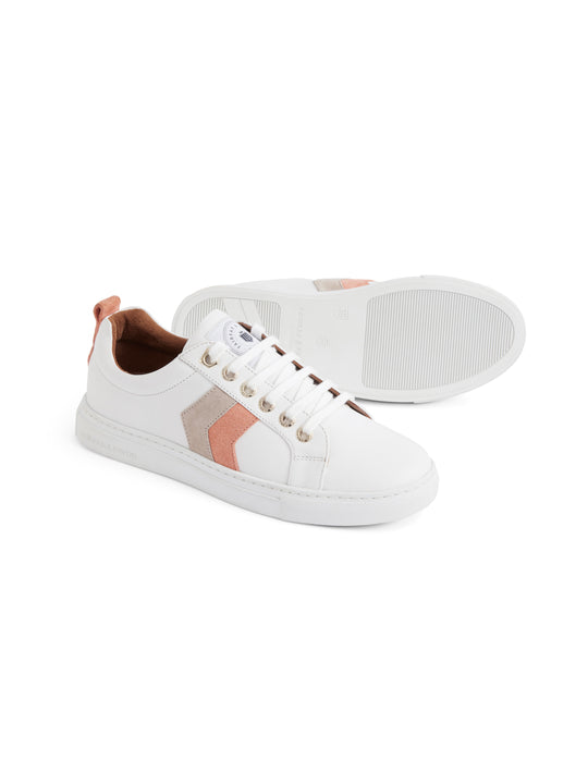 Women&#039;s Alexandra Trainer White Leather with Melon/Stone