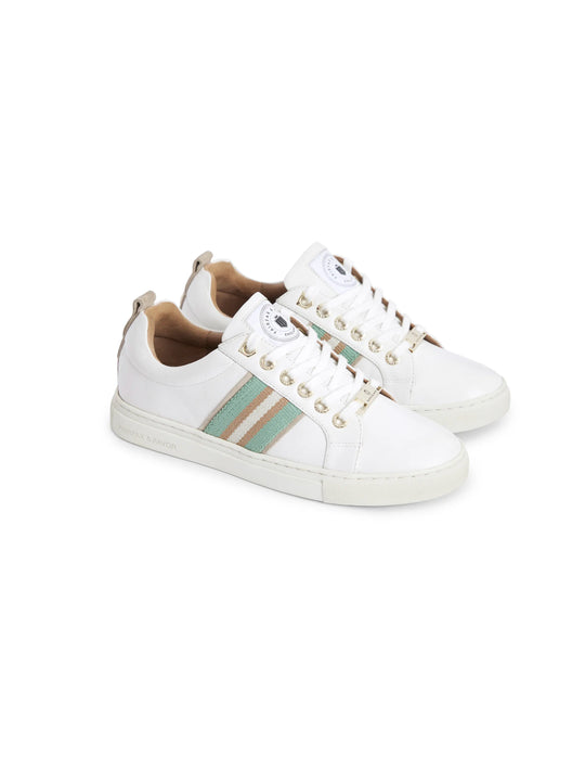 Boston Trainer - White Leather - Mint & Stone