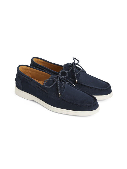 The Wells - Men's Deck Shoes - Petrol Blue Suede