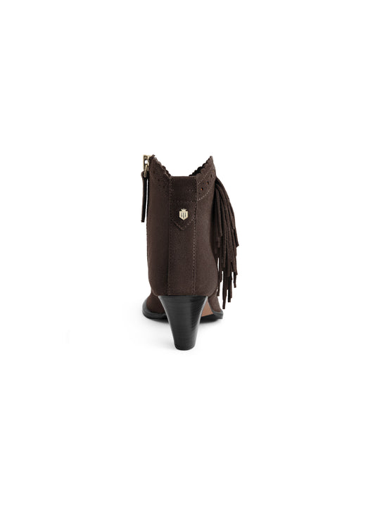 Regina Fringed Ankle Boot - Chocolate Suede