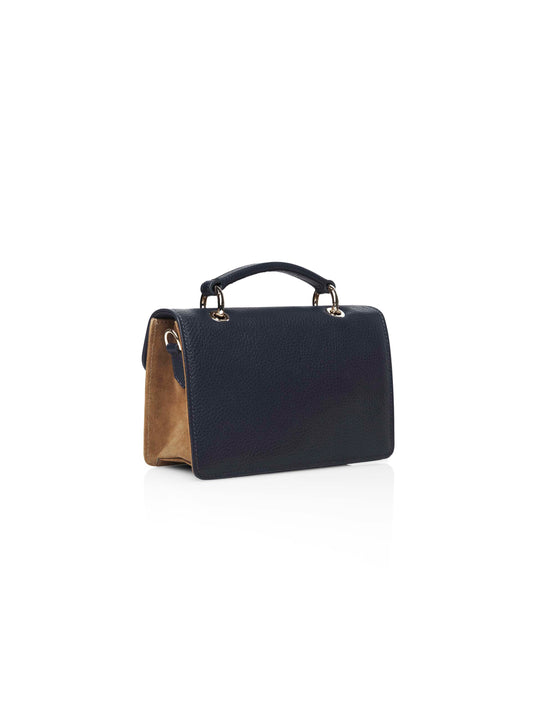 The Loxley Mini Cross Body Bag - Tan &amp; Navy Suede