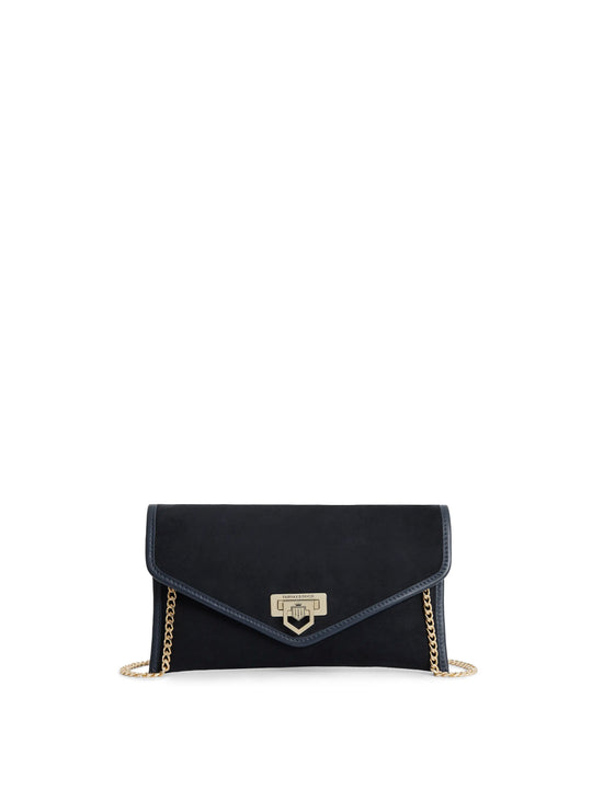 The Loxley - Women's Clutch Bag - Navy Suede