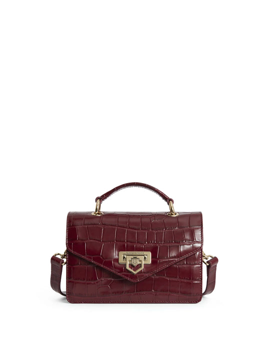 The Loxley - Women's Crossbody Bag - Ruby Croc Print Leather