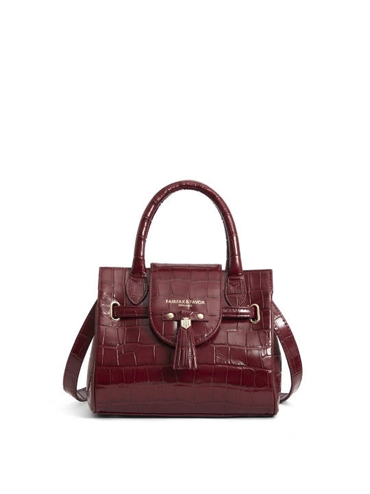 The Windsor - Women's Mini Handbag - Ruby Croc Print Leather