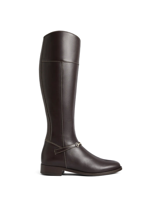 The Octavia - Women's Tall Boots - Mahogany Leather, Regular Calf