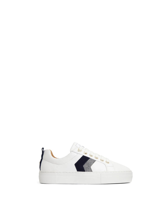 Alexandra Platform - White - Navy & Denim Suede