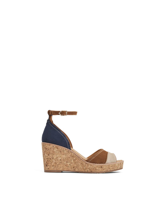 The Santorini - Women's Mid Wedge Shoes - Tri-Colour Suede