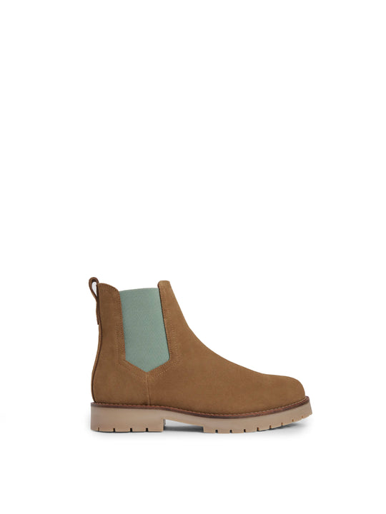 The Boudica - Women's Summer Ankle Boots - Tan Suede & Mint