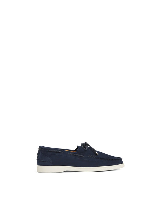 The Wells - Men's Deck Shoes - Petrol Blue Suede