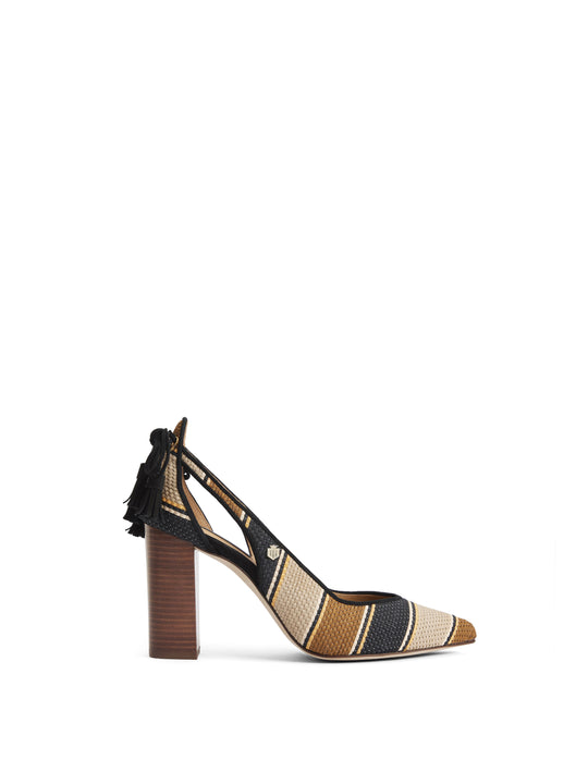 Women&#039;s Newbury Heel Tan/Navy/Off-White Weave