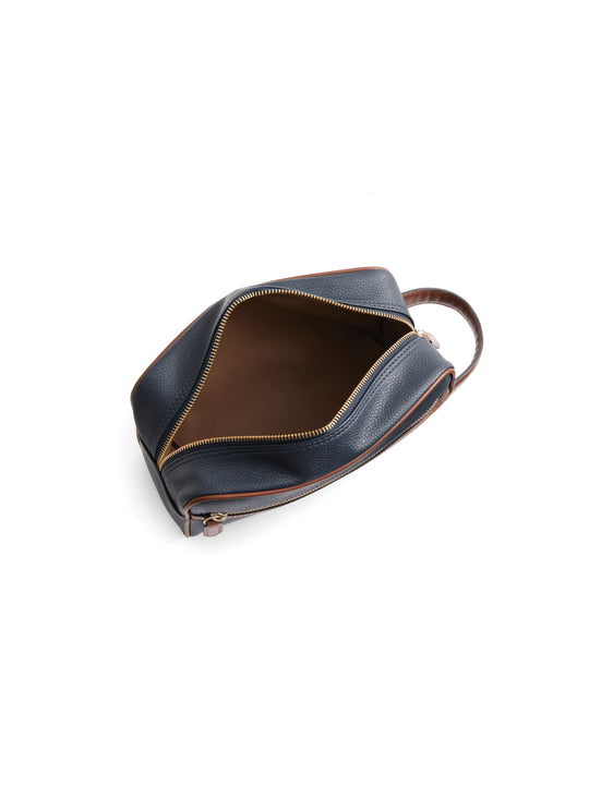 The Britannia Washbag - Navy Scotchgrain