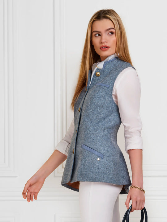 The Madeline - Women's Gilet - Denim Herringbone
