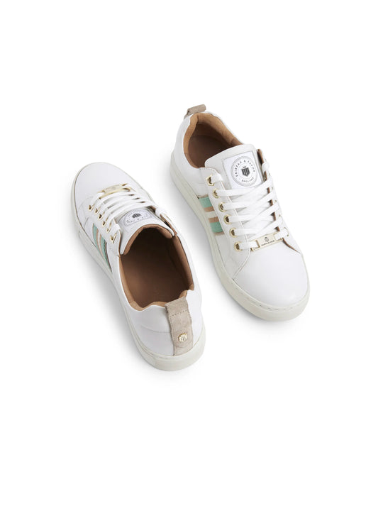 Boston Trainer - White Leather - Mint & Stone