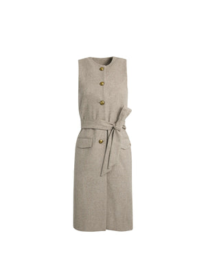 Eleanor Longline Gilet - Almond Herringbone