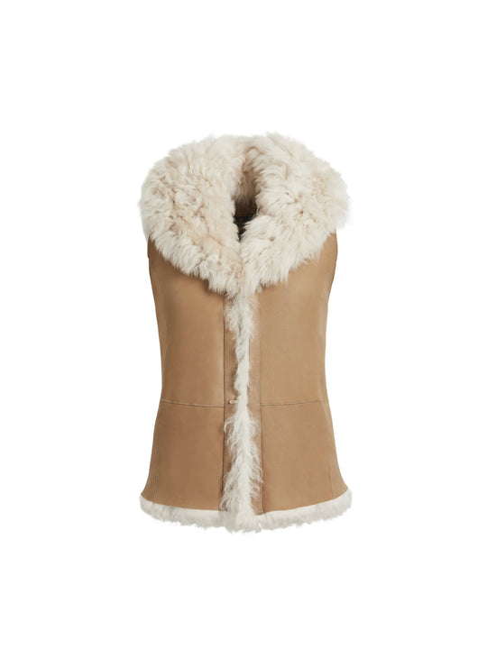 Reversible Elizabeth Gilet - Tan & Cream