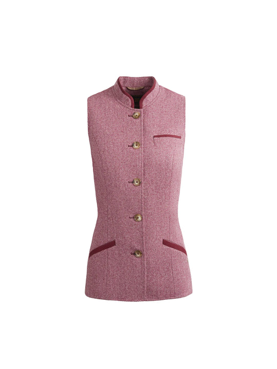 The Madeline - Women's Gilet - Pink Herringbone