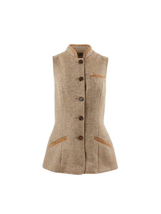 The Madeline - Women's Gilet - Taupe Herringbone