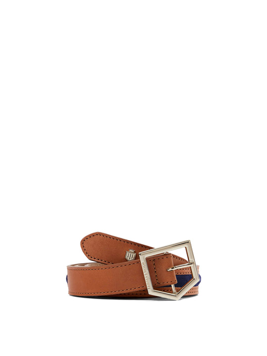 The Hampton - Women's Belt - Tan Leather & Navy Suede