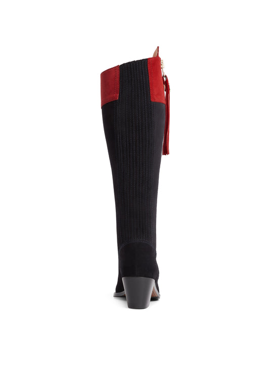 British Equestrian - Women&#039;s Sporting Fit Heeled Regina Navy &amp; Red Suede