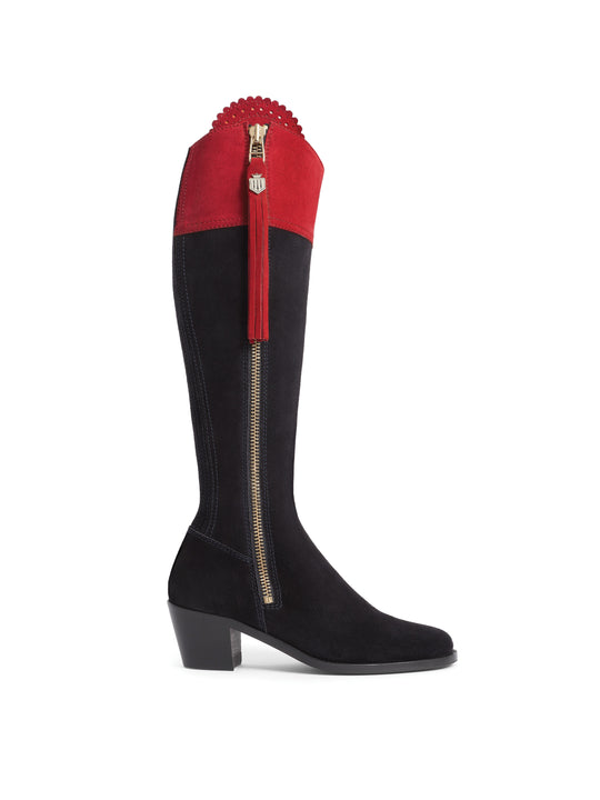 British Equestrian - Women&#039;s Sporting Fit Heeled Regina Navy &amp; Red Suede