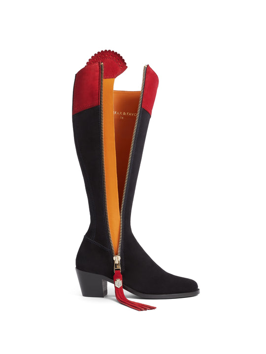 British Equestrian - Women&#039;s Sporting Fit Heeled Regina Navy &amp; Red Suede