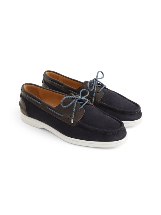 Men&#039;s Wells Deck Shoe Navy/Chocolate Suede