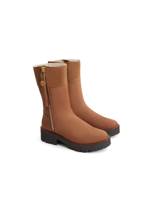 The Shearling Lined Paris - Cognac Nubuck