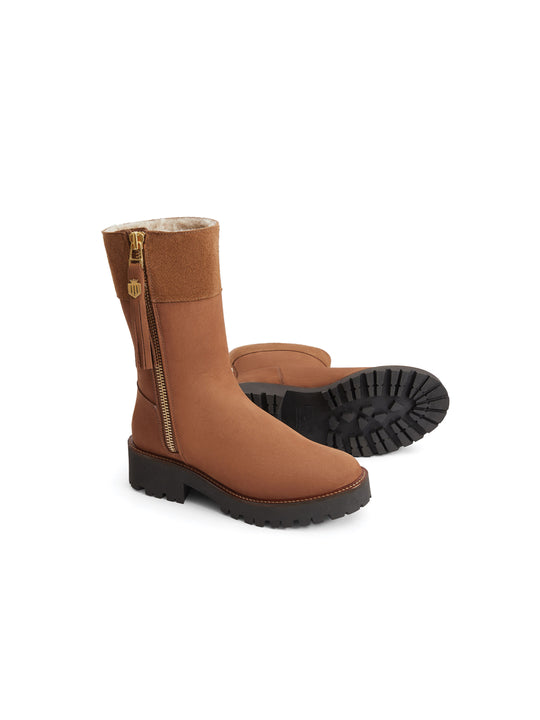 The Shearling Lined Paris - Cognac Nubuck