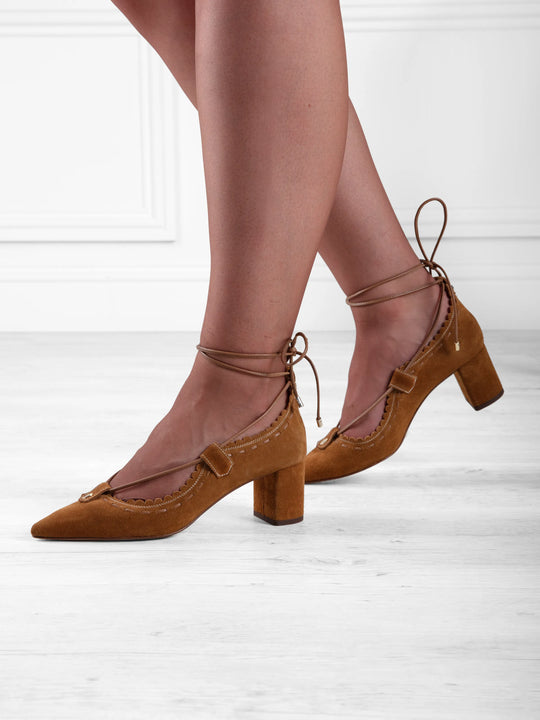 The Pembridge - Women's Mid Heel Shoes - Tan Suede