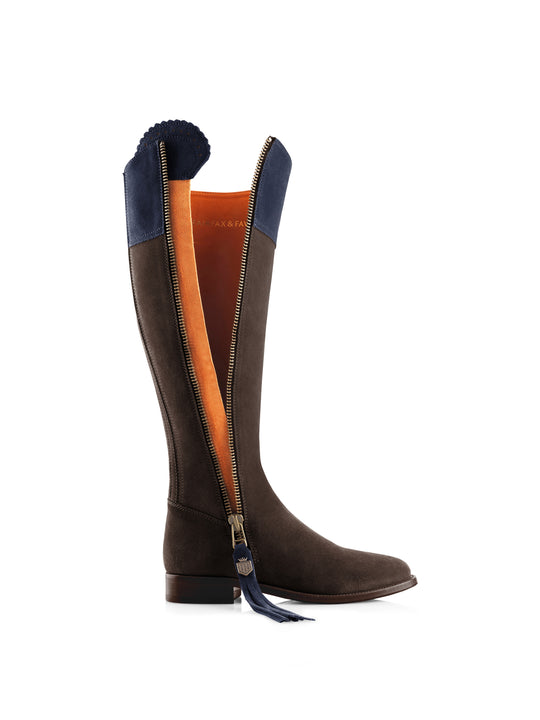 The Regina (Narrow Fit) - Chocolate &amp; Navy Suede