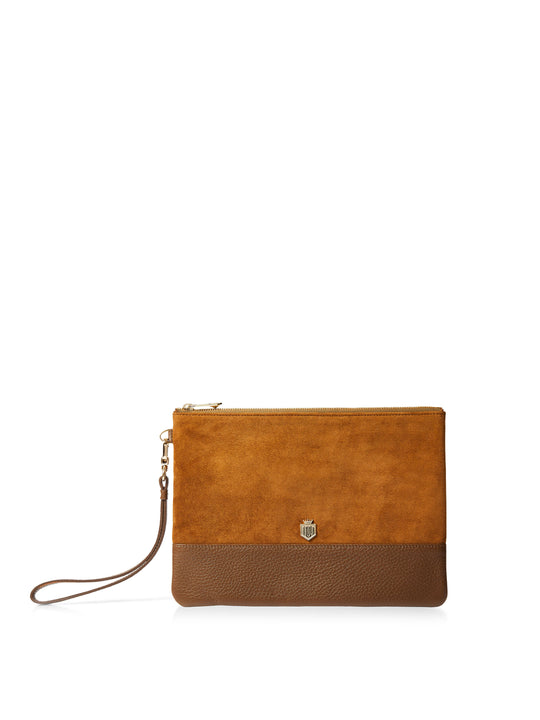 The Highbury - Women's Clutch Bag - Tan Suede