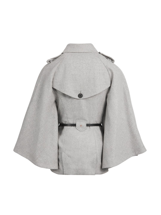 Sienna Wool Cape - Light Grey