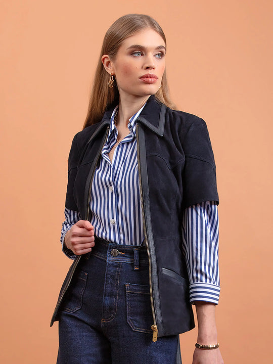 Gina - Navy Suede