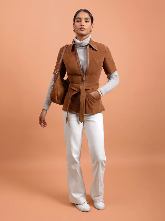 The Gina - Women's Top - Tan Suede