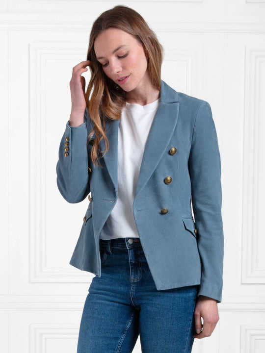 The Daphne - Women's Blazer - Denim Suede