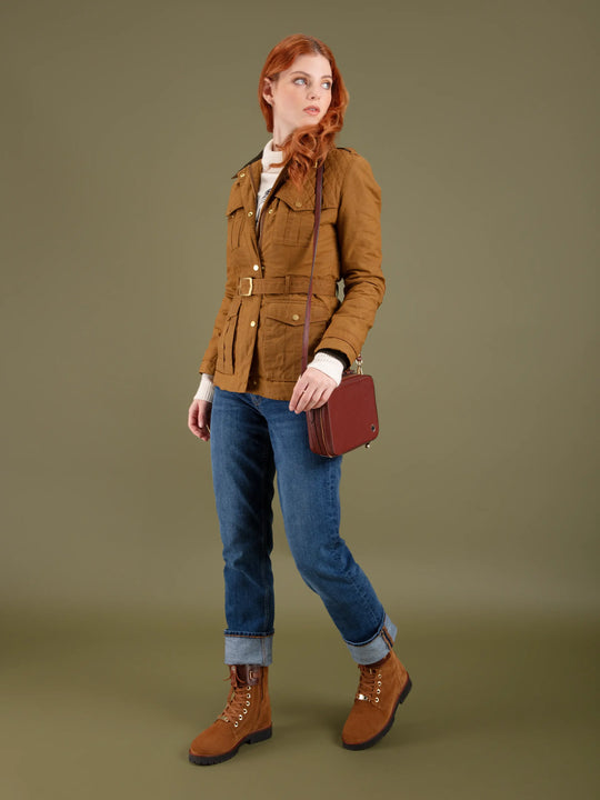 The Ivy - Women's Quilted Wax Jacket - Breen Cotton Drill
