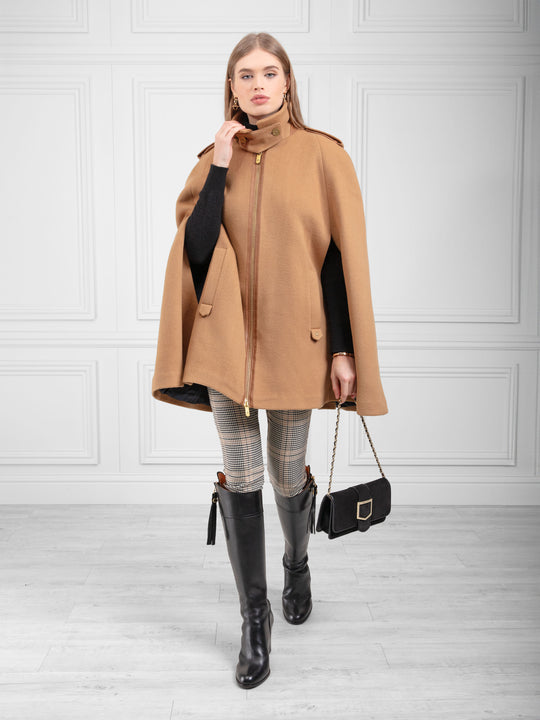 The Ada - Women's Cape - Biscuit Wool Mix